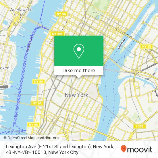 Mapa de Lexington Ave (E 21st St and lexington), New York, <B>NY< / B> 10010
