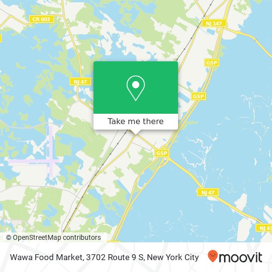 Mapa de Wawa Food Market, 3702 Route 9 S