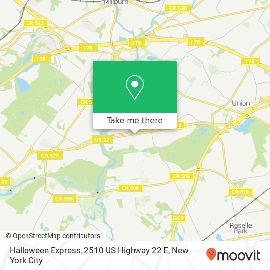 Mapa de Halloween Express, 2510 US Highway 22 E