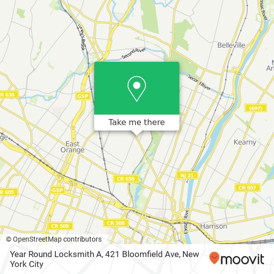 Mapa de Year Round Locksmith A, 421 Bloomfield Ave