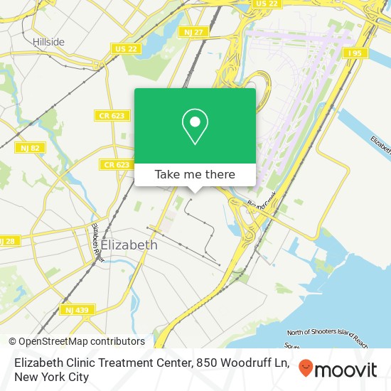 Mapa de Elizabeth Clinic Treatment Center, 850 Woodruff Ln