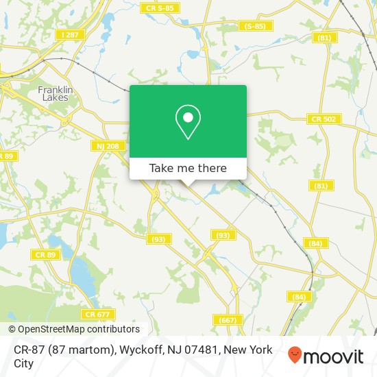 Mapa de CR-87 (87 martom), Wyckoff, NJ 07481