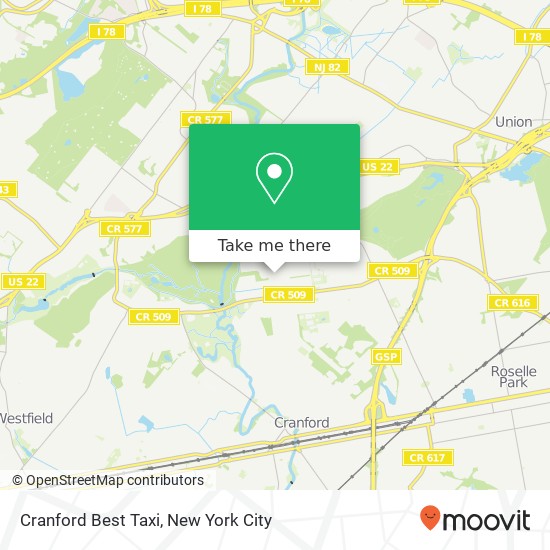 Cranford Best Taxi map