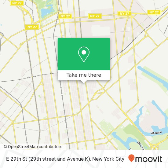 Mapa de E 29th St (29th street and Avenue K), Brooklyn, NY 11210