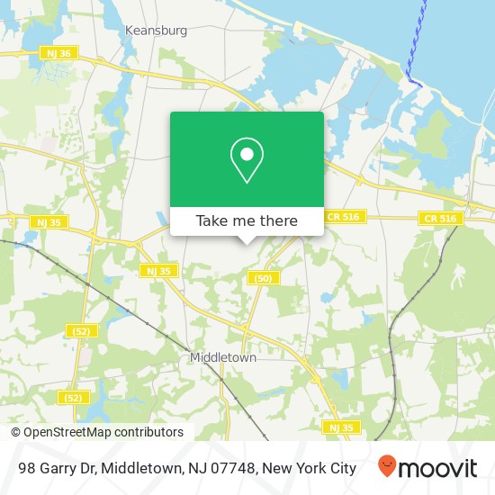 Mapa de 98 Garry Dr, Middletown, NJ 07748