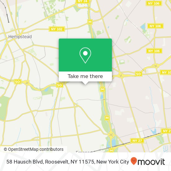 Mapa de 58 Hausch Blvd, Roosevelt, NY 11575