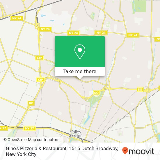 Mapa de Gino's Pizzeria & Restaurant, 1615 Dutch Broadway