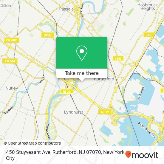 Mapa de 450 Stuyvesant Ave, Rutherford, NJ 07070