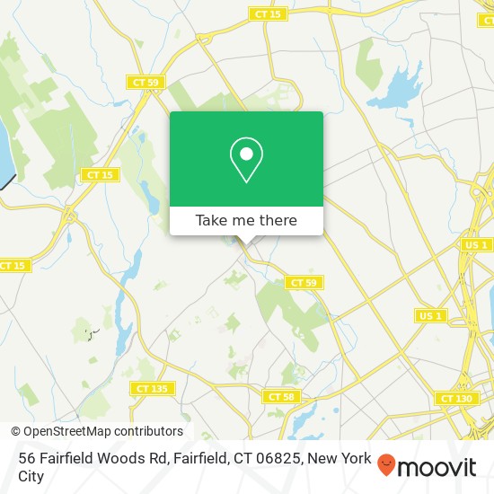 Mapa de 56 Fairfield Woods Rd, Fairfield, CT 06825