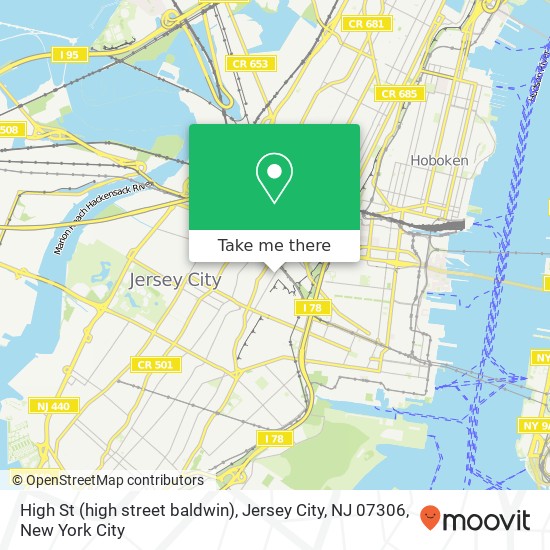 Mapa de High St (high street baldwin), Jersey City, NJ 07306