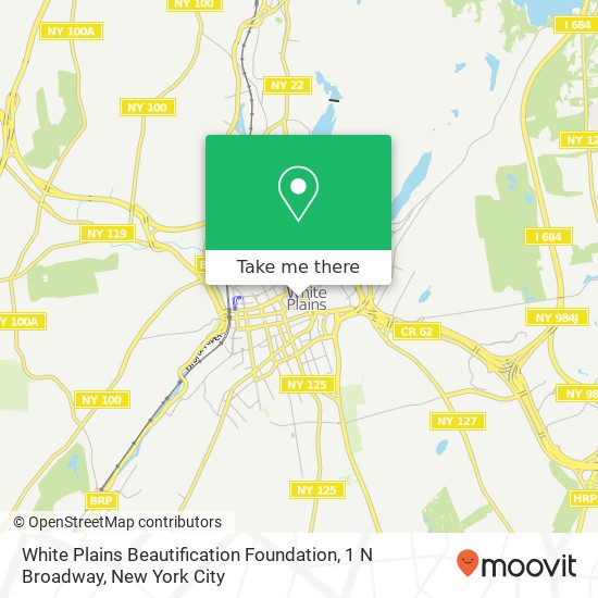 White Plains Beautification Foundation, 1 N Broadway map