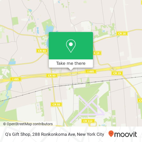Mapa de Q's Gift Shop, 288 Ronkonkoma Ave