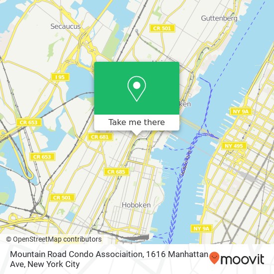 Mapa de Mountain Road Condo Associaition, 1616 Manhattan Ave