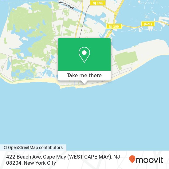 Mapa de 422 Beach Ave, Cape May (WEST CAPE MAY), NJ 08204