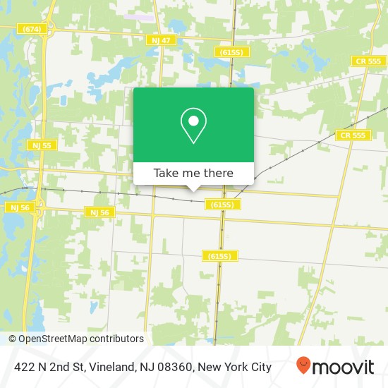 Mapa de 422 N 2nd St, Vineland, NJ 08360