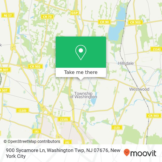 Mapa de 900 Sycamore Ln, Washington Twp, NJ 07676