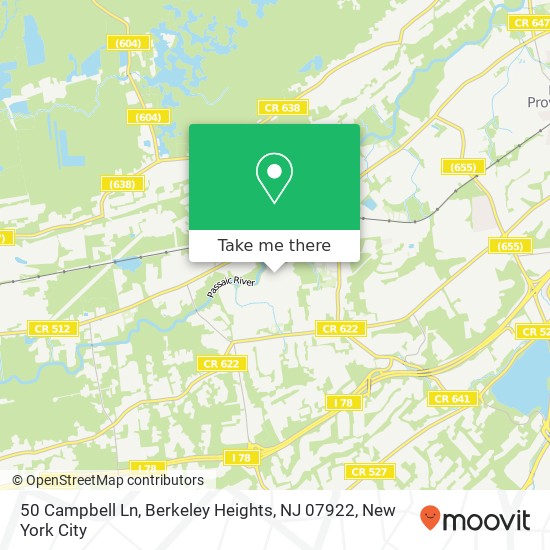 Mapa de 50 Campbell Ln, Berkeley Heights, NJ 07922