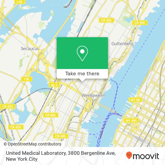 Mapa de United Medical Laboratory, 3800 Bergenline Ave