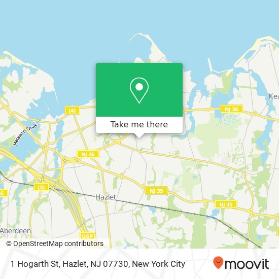 Mapa de 1 Hogarth St, Hazlet, NJ 07730
