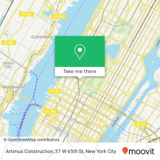 Artimus Construction, 37 W 65th St map