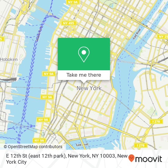 Mapa de E 12th St (east 12th park), New York, NY 10003