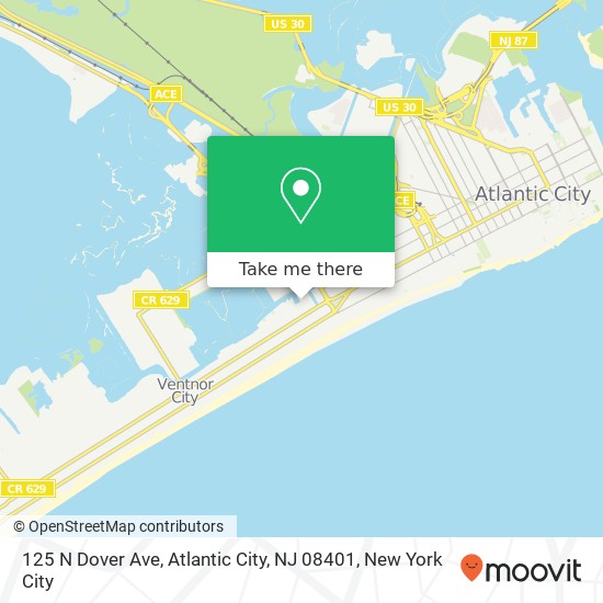 Mapa de 125 N Dover Ave, Atlantic City, NJ 08401