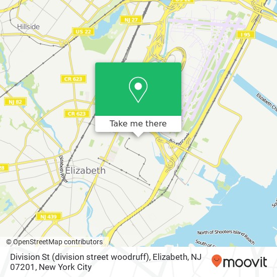 Mapa de Division St (division street woodruff), Elizabeth, NJ 07201
