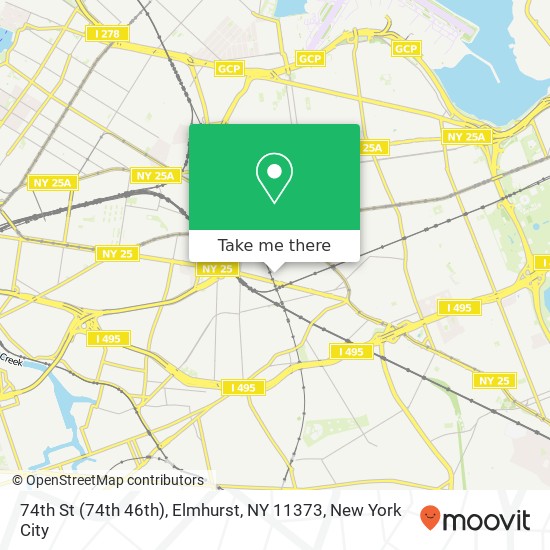 Mapa de 74th St (74th 46th), Elmhurst, NY 11373