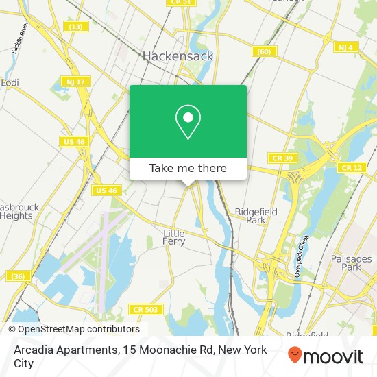 Arcadia Apartments, 15 Moonachie Rd map