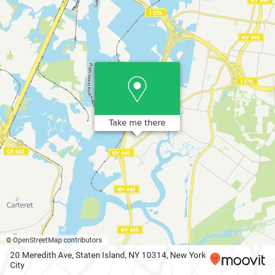 Mapa de 20 Meredith Ave, Staten Island, NY 10314