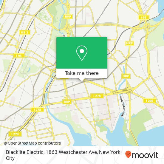 Mapa de Blacklite Electric, 1863 Westchester Ave