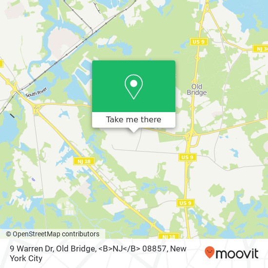 9 Warren Dr, Old Bridge, <B>NJ< / B> 08857 map