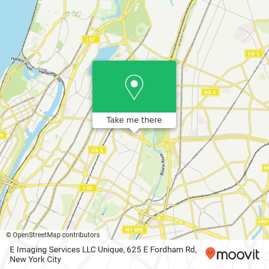 Mapa de E Imaging Services LLC Unique, 625 E Fordham Rd