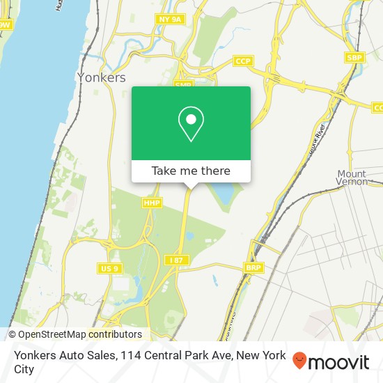 Mapa de Yonkers Auto Sales, 114 Central Park Ave