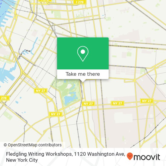Mapa de Fledgling Writing Workshops, 1120 Washington Ave