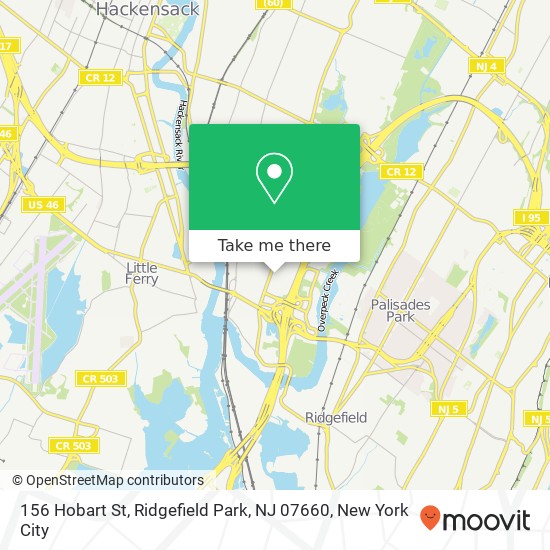 Mapa de 156 Hobart St, Ridgefield Park, NJ 07660