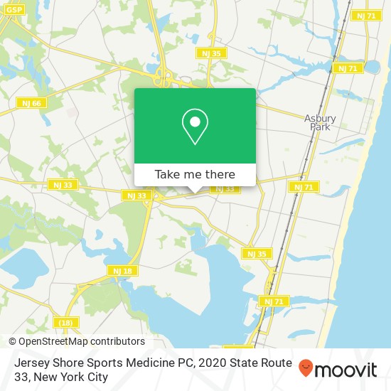 Jersey Shore Sports Medicine PC, 2020 State Route 33 map