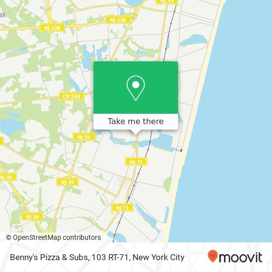Benny's Pizza & Subs, 103 RT-71 map