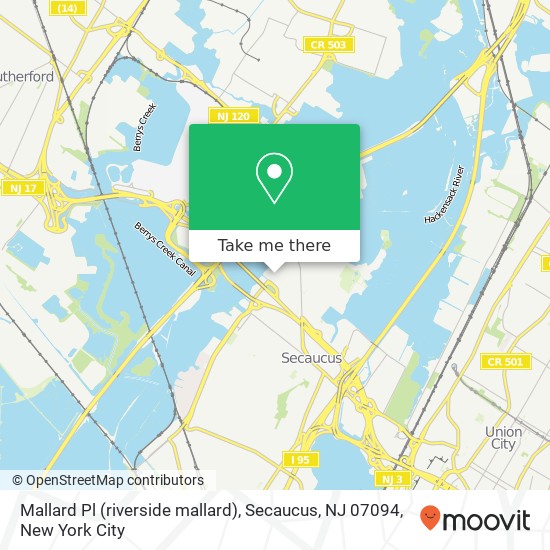 Mallard Pl (riverside mallard), Secaucus, NJ 07094 map
