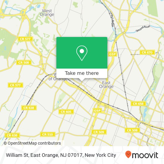 Mapa de William St, East Orange, NJ 07017