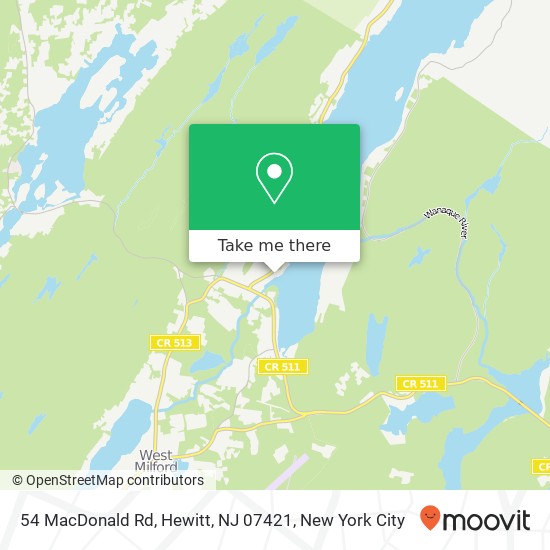 Mapa de 54 MacDonald Rd, Hewitt, NJ 07421