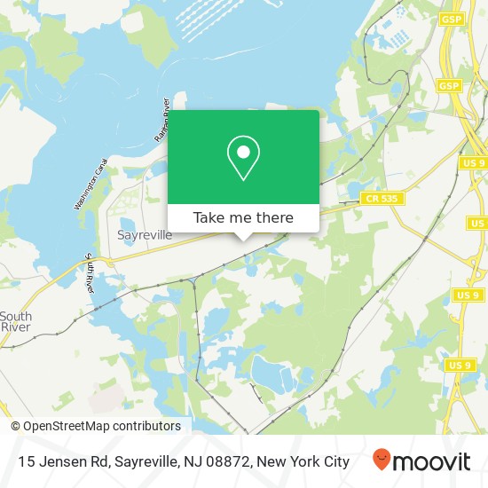 Mapa de 15 Jensen Rd, Sayreville, NJ 08872