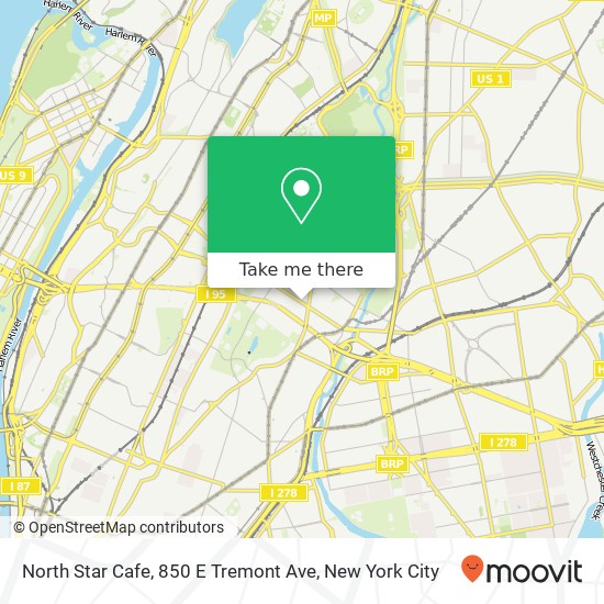 Mapa de North Star Cafe, 850 E Tremont Ave