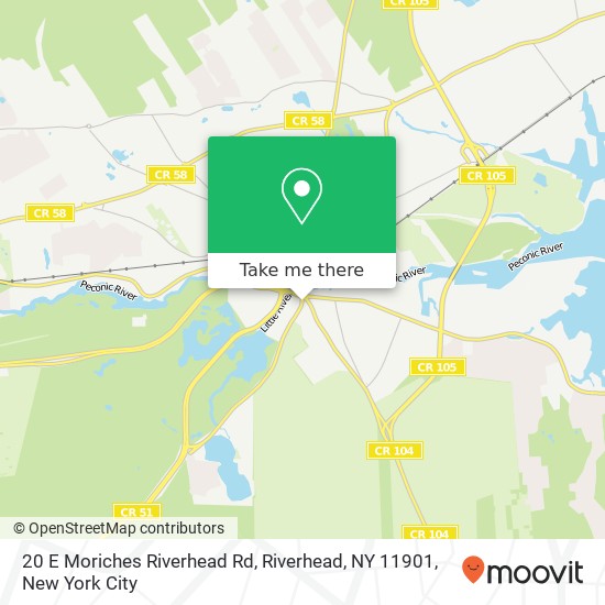 Mapa de 20 E Moriches Riverhead Rd, Riverhead, NY 11901