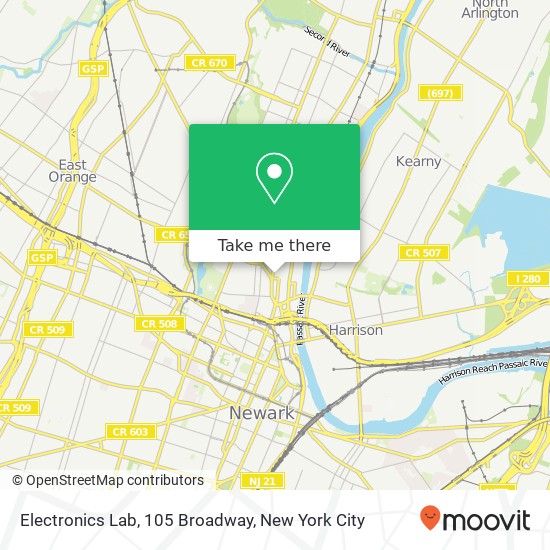 Electronics Lab, 105 Broadway map