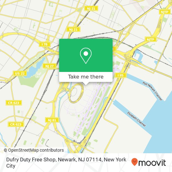 Mapa de Dufry Duty Free Shop, Newark, NJ 07114