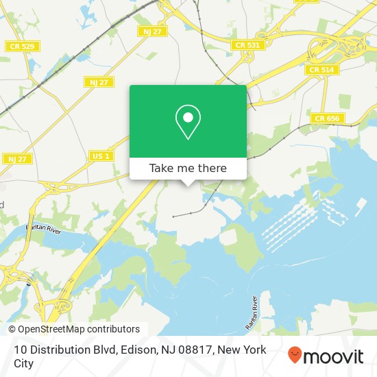 Mapa de 10 Distribution Blvd, Edison, NJ 08817