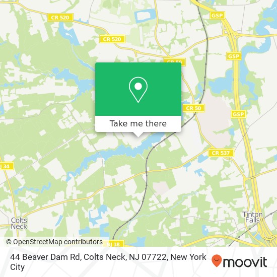 Mapa de 44 Beaver Dam Rd, Colts Neck, NJ 07722