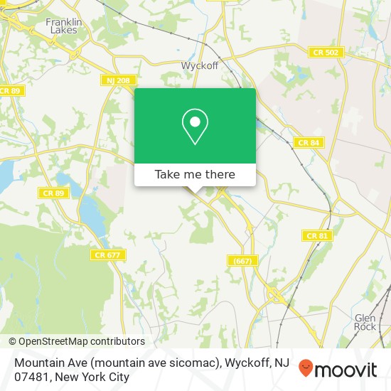 Mapa de Mountain Ave (mountain ave sicomac), Wyckoff, NJ 07481