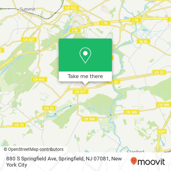Mapa de 880 S Springfield Ave, Springfield, NJ 07081